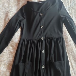 Black buttons pocket dress